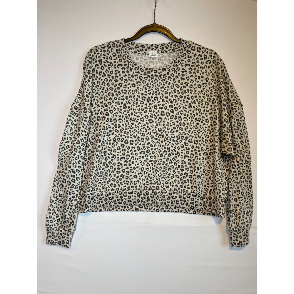 Garage Nue Leopard Print Cropped Crewneck Sweatshirt Womens Size Medium M